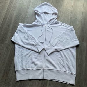 White Hooded Full Length Zip-Up Hoodie